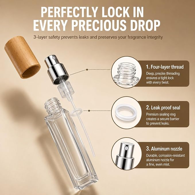 5pcs Travel Size Perfume Refill Bottle Perfume Atomizer Portable Leak Proof Fragrance Spray Bottles Pocket Size Refillable Atomizer Cosmetic Glass Container for Travel Sample Dispenser