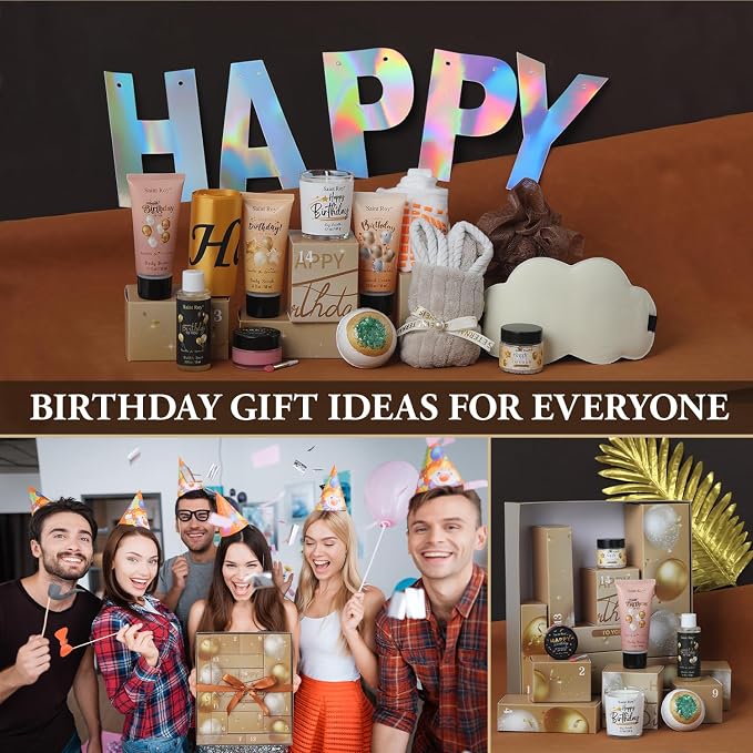 Birthday Gifts for Women, Birthday Spa Gift Basket for Women & Men, Luxury Birthday Spa Gift Box, Rich Bath Essentials, Butter, Candle, happy birthday gifts box for women bath and body care