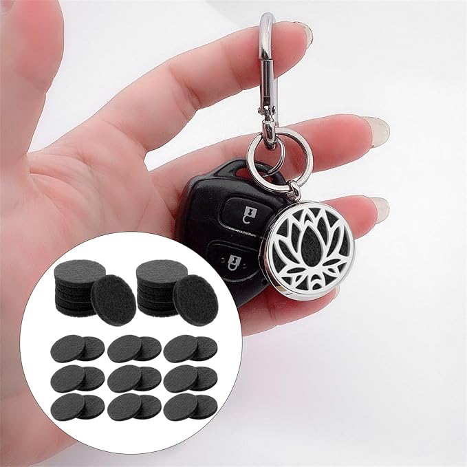 GLEAVI Aromatherapy Diffuser Refill Pads 100Pcs Cotton Essential Oil Diffuser Pads 0.86X0.86X0.11In for Car Vent Clip Necklace Air Freshener Replacement