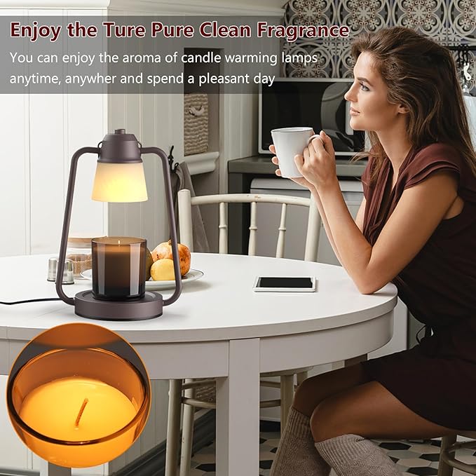 Candle Warmer Lamp with Timer Dimmer - Electric Wax Melt Warmer Lamp for Jar Candles, Vintage Candle Lamp Warmer with 2 Bulbs, for Women Mom, House Warming Gifts New Home Decor