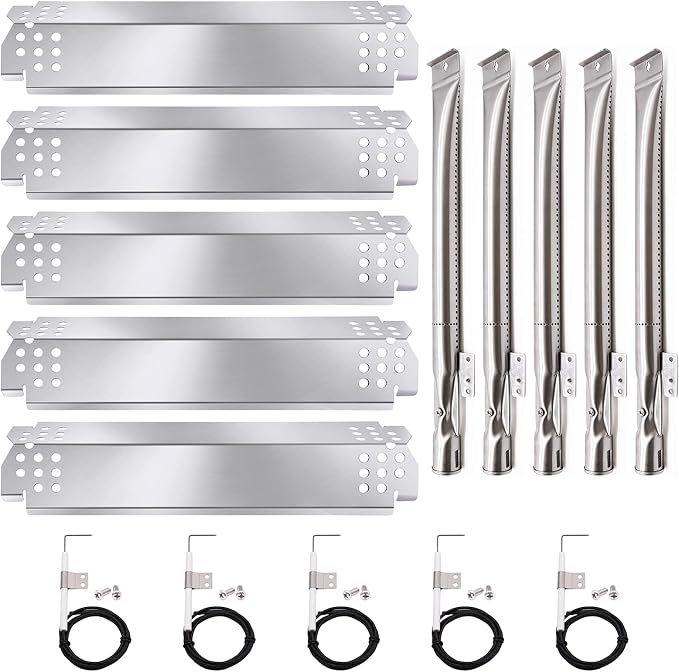 Criditpid Grill Replacement Parts for Nexgrill 5 Burner 720-0888, 720-0888N, 4 Burner 720-0830H, 720-0783E, Members Mark 720-0882D, Grill Burner, Heat Plates & Igniter Kit for 720-0888N Nexgrill Parts