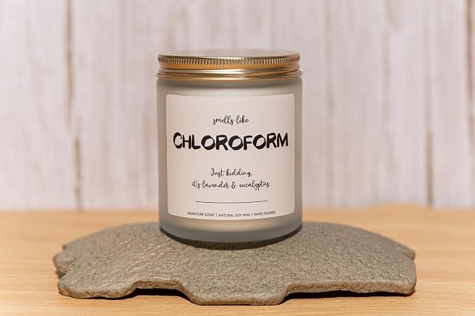 Lavender & Eucalyptus Soy Wax Candle, 7OZ - True Crime Gifts for Women, Serial Killer Gift, Crime Junkie Merch, Stress Relief Gifts for Women & Men, Smells Like Chloroform