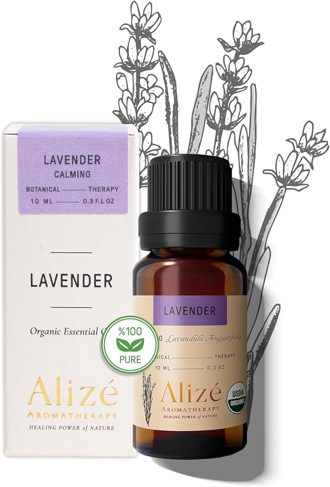 Pure Lavender Essential Oil, 100% Organic USDA Certified, Lavender Essential Oil Pure for Diffusers for Home, Aromatherapy Oil, Diffuser Oils Scents, Organic Oil, 10ml-0.33 fl oz