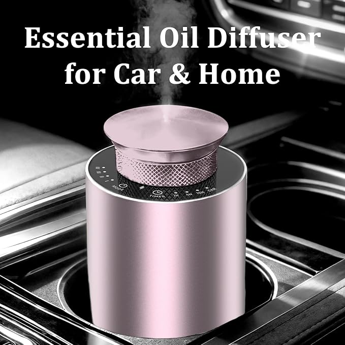 2026 Upgraded Rechargeable Waterless Car Scent Diffuser Kit, Includes 2 Premium Oils, Auto On/Off, 4 Mist Levels & Timers, Portable Aromatherapy Diffuser for Hotel,Home,Room,Studio,Office - Rose Gold