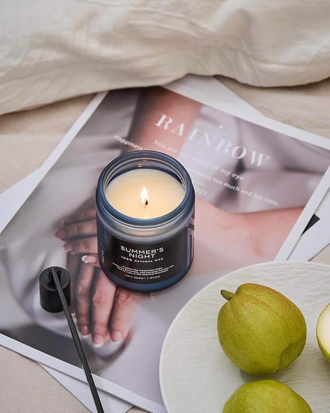 M&SENSE Summer's Night Scented Candles for Home, 7.05oz Natural Soy Wax, 50 Hours Slow Burning, Organic Non Toxic Clean Burn, Aromatherapy Candle for Spa Meditation, Romantic Smelling for Men Women