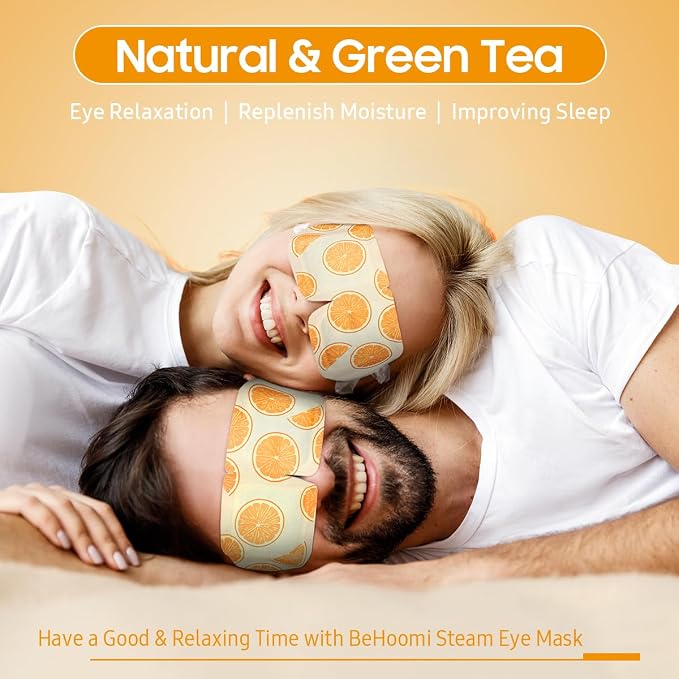 BeHoomi Steam Eye Mask, 10Packs Heated Eye Mask, Self Heating Disposable SPA Warm Compress for Eyes Sleep Mask, Travel Essentials & Relaxation Gifts for Women (Orange Scent)