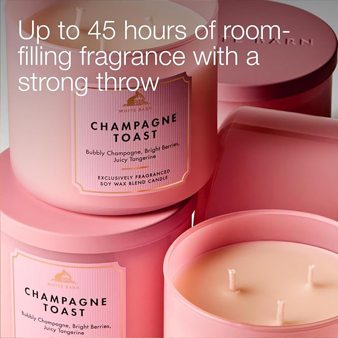 Bath & Body Works Champagne Toast 3-Wick Candle - Scented Candle for At-Home Use - Long-Lasting, Room-Filling Fragrance - High Fragrance Oil Concentration - Soy Wax Blend - 2-Pack