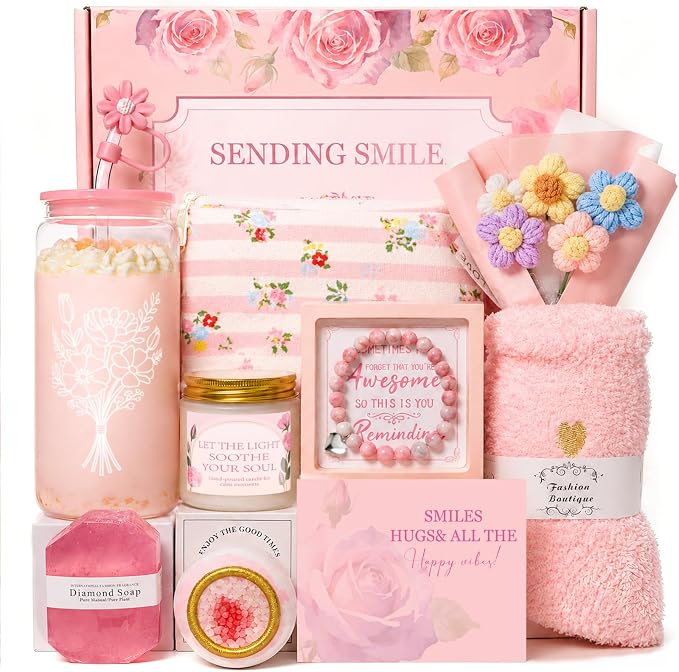 Gifts for Women, Teen Girl Gifts Trendy Stuff, 10PC Birthday Gift for Her, Girl, Teenage, Daughter, Sister, Best Friend Unique Rose Self Care Set Ideas Mothers Day Gift for Mom Wife Friendship Teacher