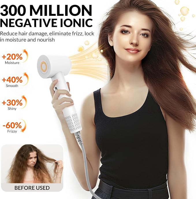 Hair Dryer, 112000 RPM High Speed Brushless Motor Blow Dryer with Diffuser for Fast Drying, 300M Ionic Hair Dryers for Men & Women, Professional Quiet Travel Hair Dryer, Lightweight Portable Mini
