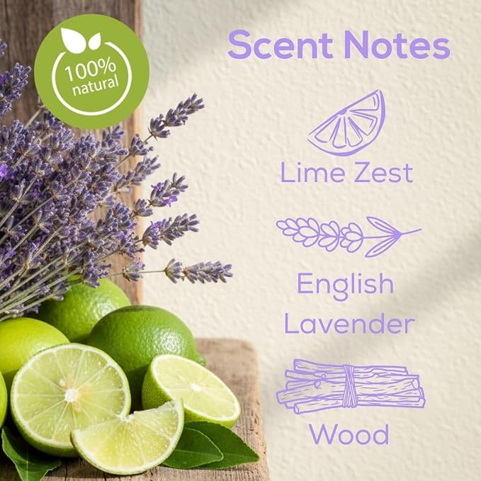 Scent Fill 100% Natural Lavender Lime Plug in Air Freshener, Scented Oil Refills, 3 Refills