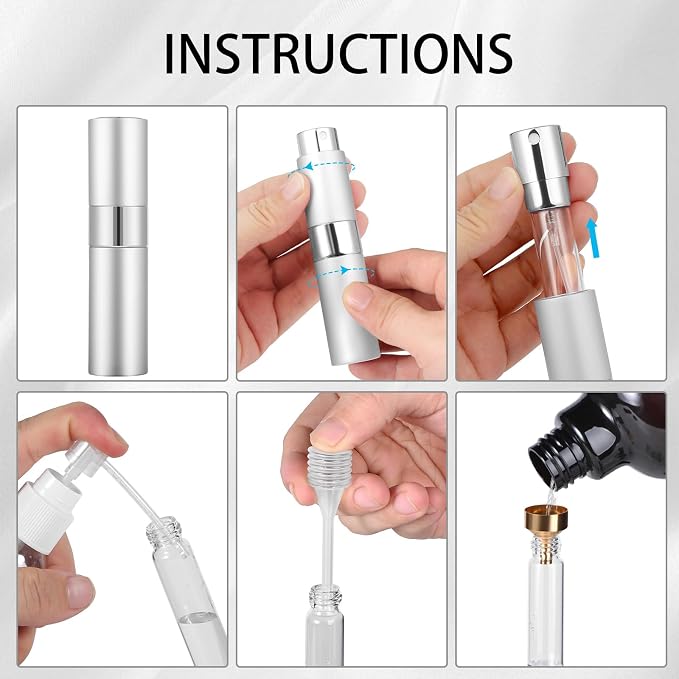 Perfume Travel Refillable Atomizer 8ML (3PCS) - Empty Cologne Spray Bottle, Portable & Leakproof Sprayer for Travel (Blue, golden, Silver)