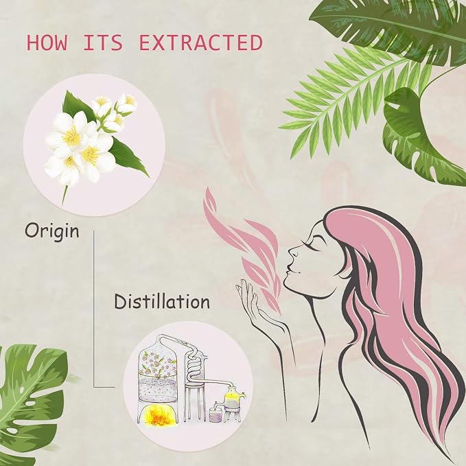 Jasmine Essential Oil - 100% Pure Organic Natural Plant (Jasmium Officinale) Jasmine Oil for Diffuser, Aroma, Spa, Massage, Yoga, Perfume, 0.33oz