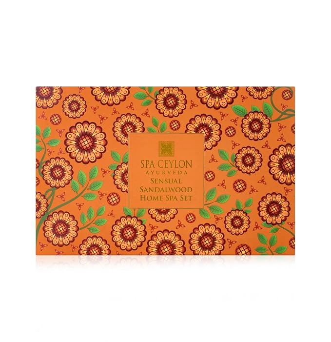 SPA CEYLON Sensual Sandalwood Home Spa Set | Body Care Set & Mini Travel Bag | Organic Self-Care Set | Vegan | Ayurveda Gifting