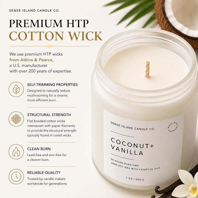 Coconut Vanilla Scented Candle– 7oz Soy Wax | Coconut and Vanilla Cozy Sensual Aroma | Long Lasting Highly Scented Candle for Women | Warm Gourmand Fragrance | Gift for Her, Bedroom or Bath