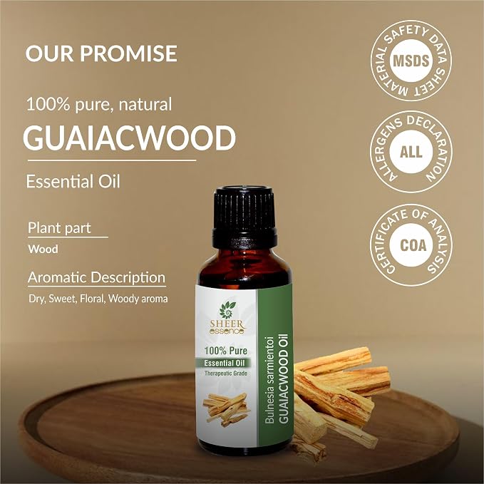 Guaiacwood Oil (Bulnesia Sarmientoi) Essential Oil 100% Pure Natural Undiluted Uncut Therapeutic Grade Oil 33.81 Fl.OZ