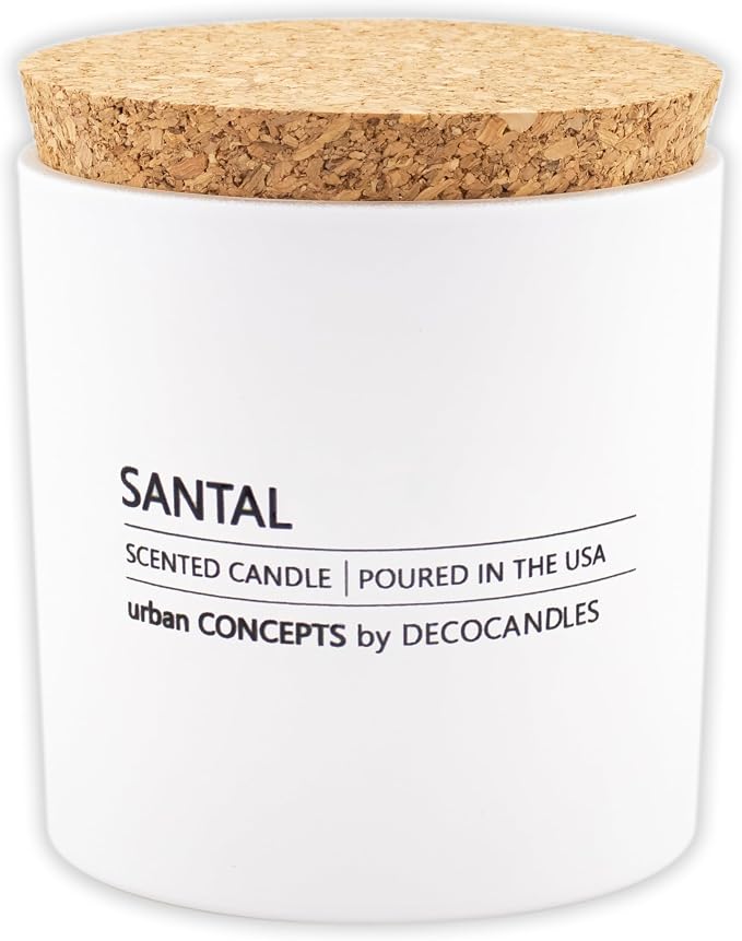 DECOCANDLES Santal Scented Candle, Warm Sandalwood Luxury Candle for Home, Soy Blend Candle, Long Lasing Scent Throw, Hand Poured in USA 9 Oz.