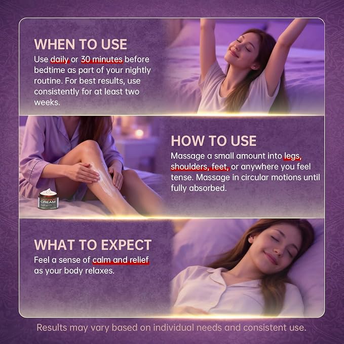 Magnesium Cream for Sleep, Leg Cramps & Muscle Soreness, Total Relief Magnesium Cream with Lavender & Chamomile, Nighttime Body Lotion for Calm and Relaxation, 4.23 Ounces