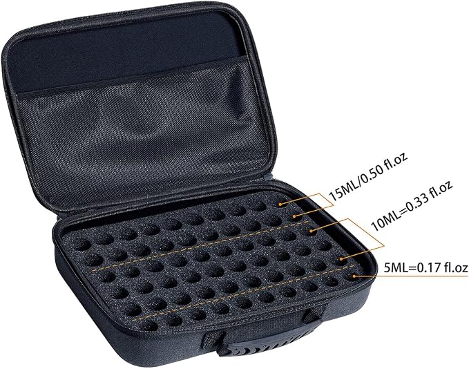 Essential Oils Carrying Case Holds 60 Bottles with Detachable Pad, Black