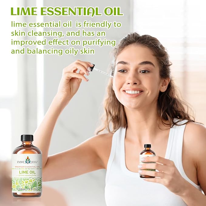 EVOKE OCCU Lime Essential Oil for Diffuser, Aromatherapy, Hair and Candles Making - 4 Fl Oz