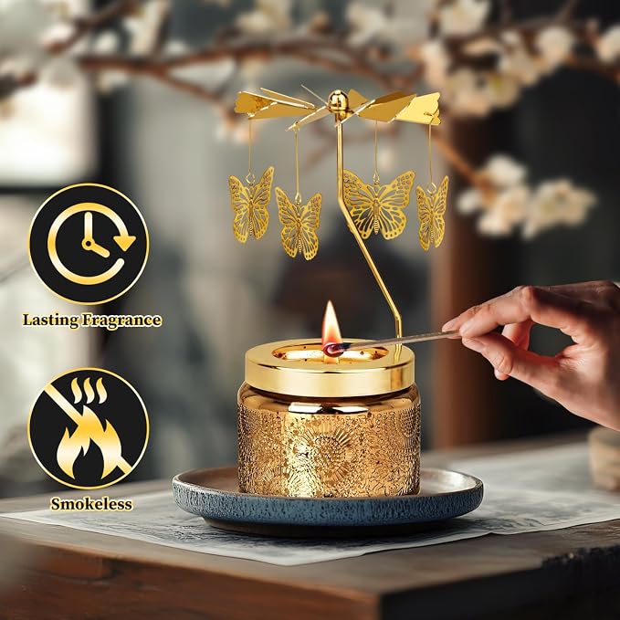 Nialnant Butterfly Candle Gifts for Women,Birthday Gifts for Mom Wife Sister Daughter Girlfriend Colleagues Friends, Rotatable Scented Candles Gift for Anniversary Mothers Day