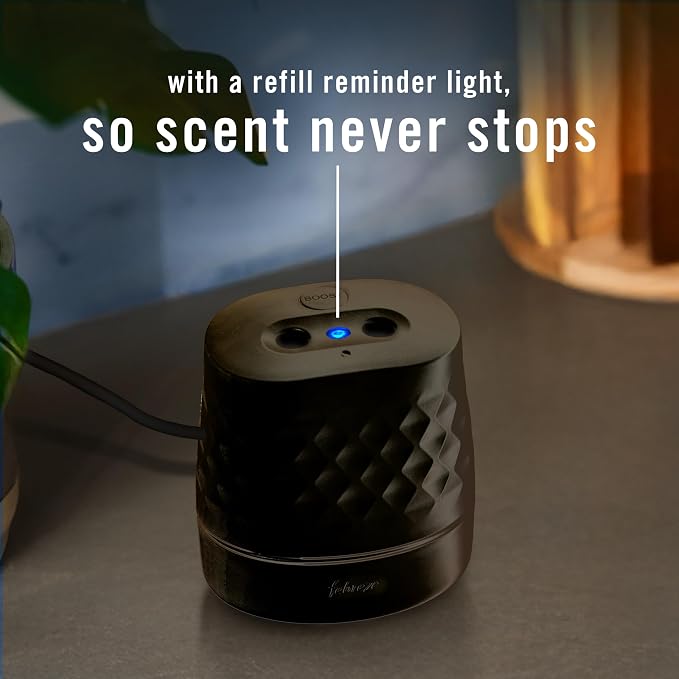 Febreze Plug Scent Booster in Black, Continuous Scent Device Oil Diffuser, Compatible with Febreze Air Freshener Plug in Refills - Refills not Included
