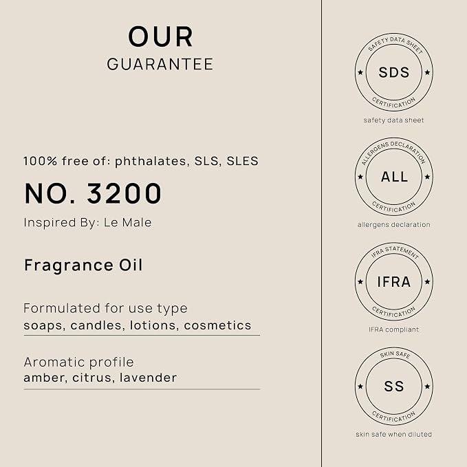 VINEVIDA [32oz] (Our Version of) Jean Paul Gaultier Le Male Fragrance Oil for Candle Making and Soap Making - Premium Candle Scents for Soy Candles