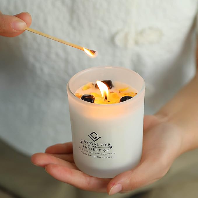 Crystal Vibes Scented Candle for Aromatherapy & Meditation | Long-Lasting Fragrance | Relaxing Home Décor | Stress Relief & Calm Ambience