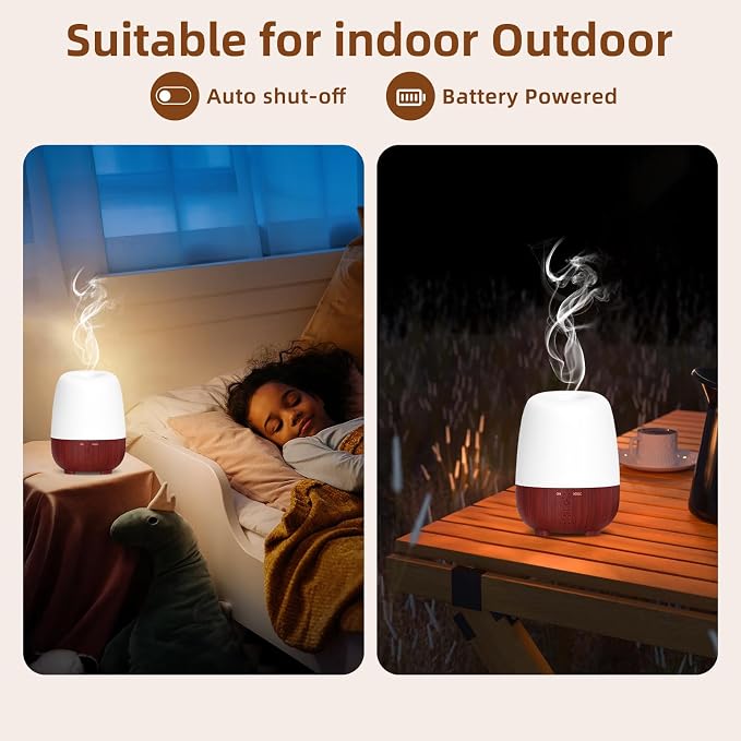 SEEDSEEL 150ML Cordless Essential Oil Diffuser, Rechargeable Battery-Operated Quiet Aromatherapy Diffuser with 7-Hour Runtime,2 Timer Settings & 7-Color LED Light for Bathroom,Bedroom,Living,Room