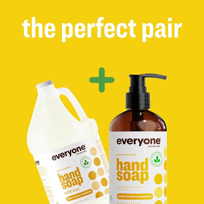 Everyone Liquid Hand Soap, 12.75 Ounce (Pack of 3), Meyer Lemon and Mandarin, Plant-Based Cleanser with Pure Essential Oils