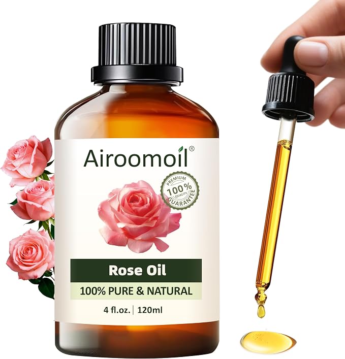 Rose Essential Oil 4 fl oz – 100% Natural from Bulgaria, Pure Floral Scent for Diffuser, Massage, Hair & Skin Care, Large Value Bottle for Home Fragrance & DIY Crafts