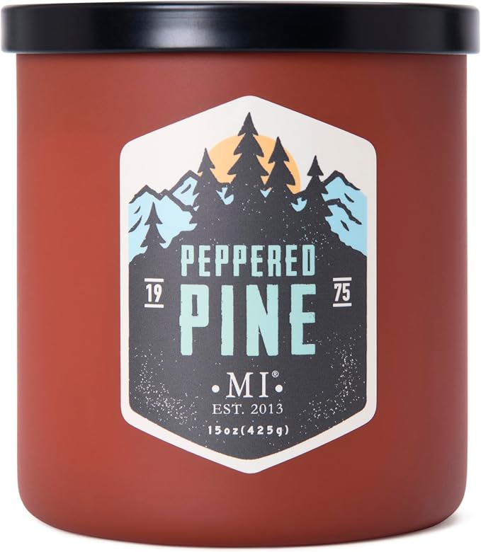 Manly Indulgence Peppered Pine Scented Candles for Men, 2 Wick, 15 oz Premium Soy Blend, 60H Burn, Candles for Home Scented – Made in The USA