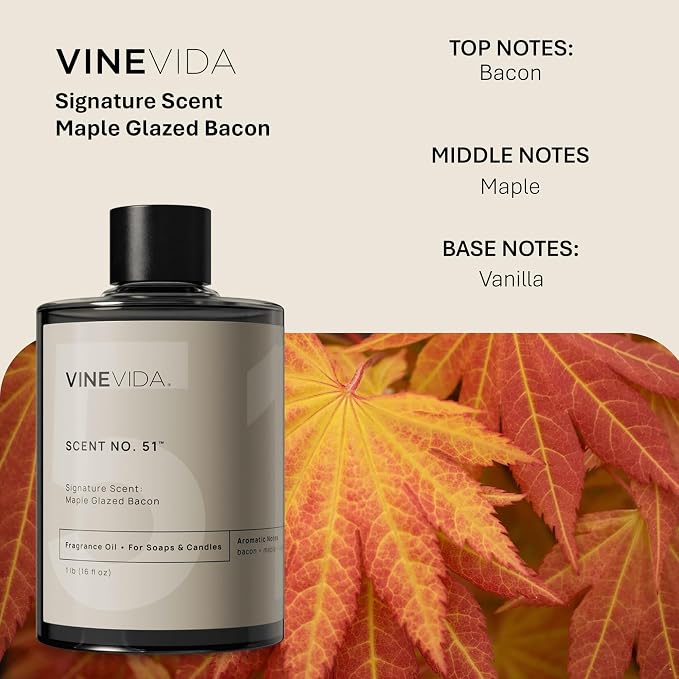 VINEVIDA [16oz] Maple Glazed Bacon Fragrance Oil for Candle Making - Made in USA Scents for Soap Making - Natural Candle Fragrance Oil