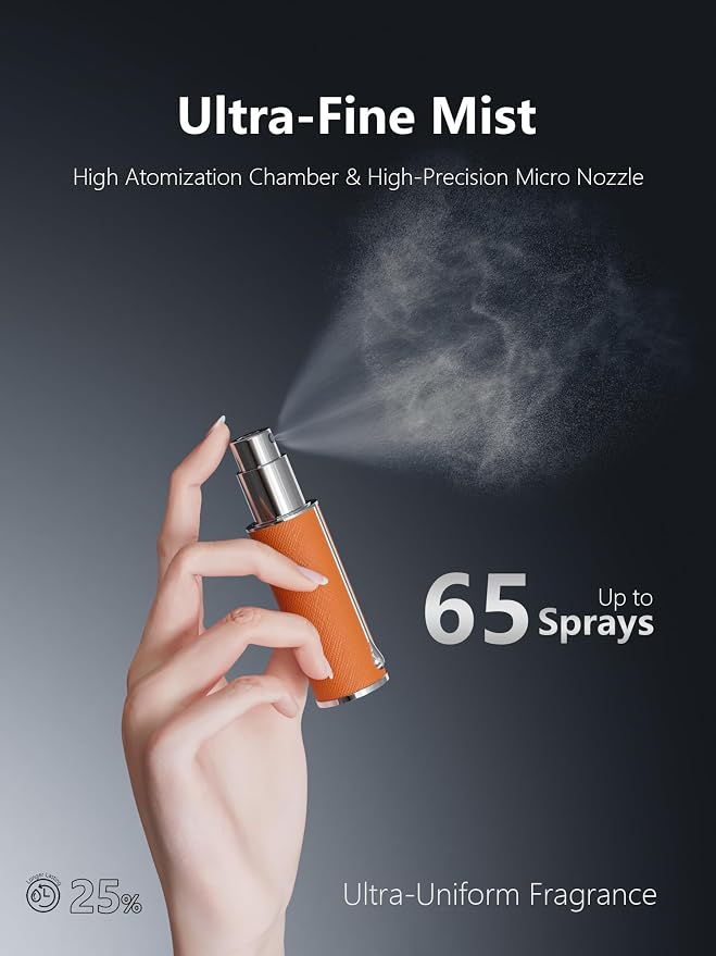 Travalo AQUA Refillable Perfume Atomizer, 5ml Travel Perfume Bottle with Easy Bottom Refill, Leak-Proof Mini Cologne Sprayer, TSA-Approved Pocket Fragrance Spray for Women & Men,1 Piece (Orange)