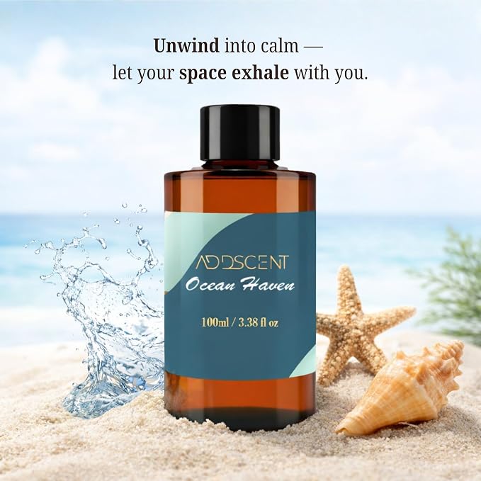 Ocean Haven Fragrance Oil 100ml for Diffuser, Fresh Coastal Air Inspired Scent for Bedroom Living Office Spa, Smooth Aquatic Aroma with Layered Notes Creating Clean Open Indoor Ambience