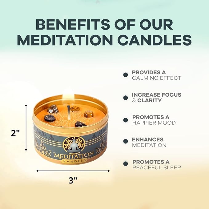 Meditation Candles with Crystals | Natural Aromatherapy Candles for Relaxation & Healing | Stress Relief Candles for Yoga, Meditation & Self Care | 5oz Each 4 Pack Gift Set