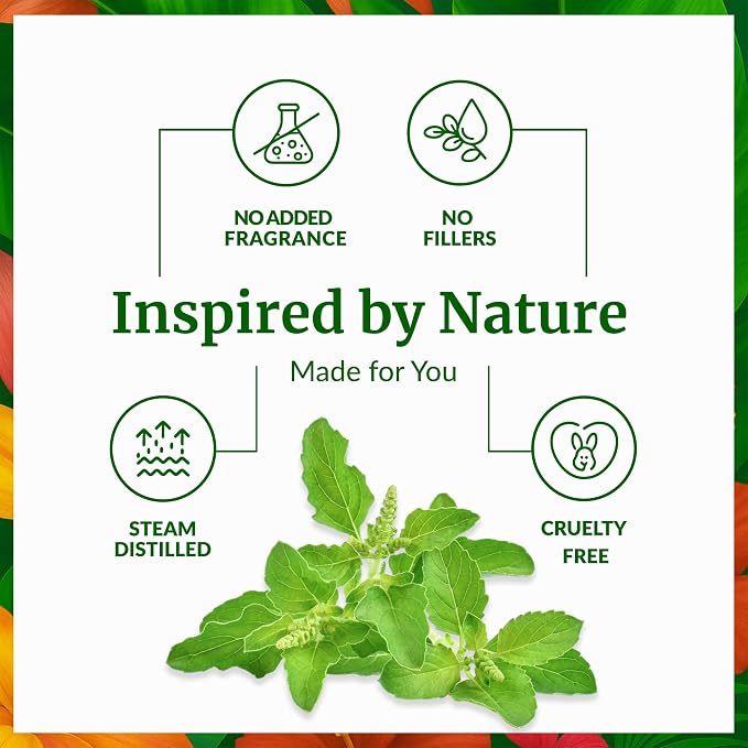 SVA Holy Tulsi Essential Oil – 1/3 Fl Oz – 100% Natural Tulsi Oil - for Diffuser, Hair Care, Face, Skin Care, Aromatherapy, Scalp and Body Massage, Soap and Candle Making