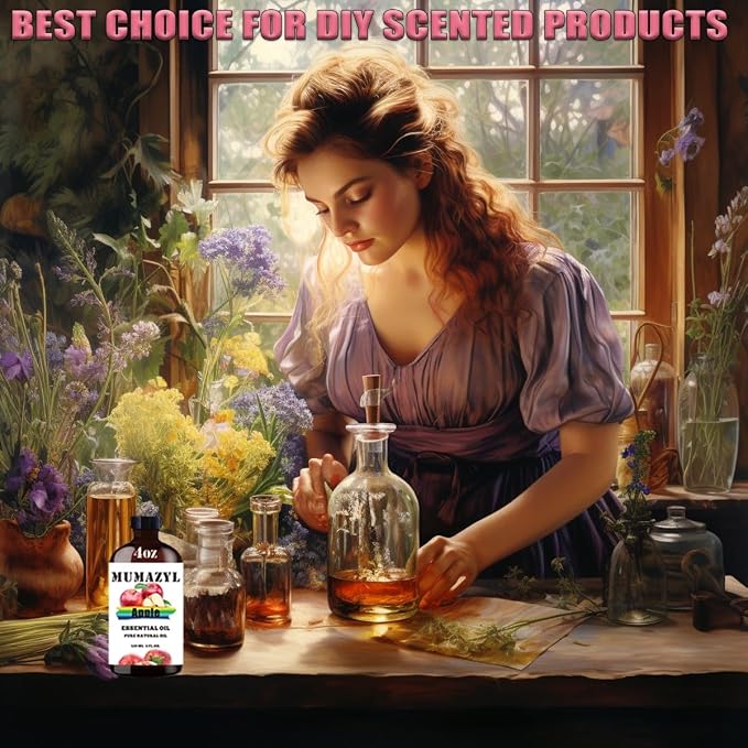 Apple Essential Oil, Apple Oil 4 Fl Oz 120ML for Diffuser Humidifier Yoga Cleaning DIY Candle Soap Making MUMAZYL Essential Oils