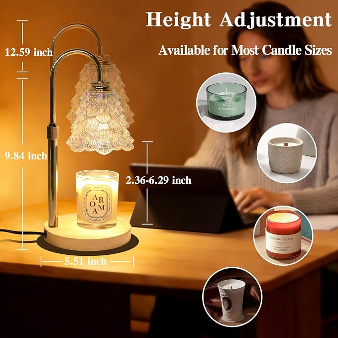 GEEZO Fragrance Candle Warmer Lamp，Electric Candle Warmer with Timer & Dimmer，Mom Christmas Birthday Gifts for Women, House Warming Gifts New Home Bedroom Decor