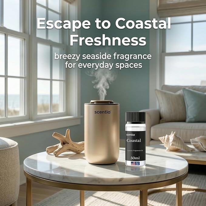 Scentia Coastal (Cabana) Hotel Scent Diffuser Oil – Luxury Fragrance Inspired by 5-Star Spa – 50 mL – Jasmine, Bergamot & Sea Breeze Essential Oil Blend for Home, Office & Aromatherapy Diffusers