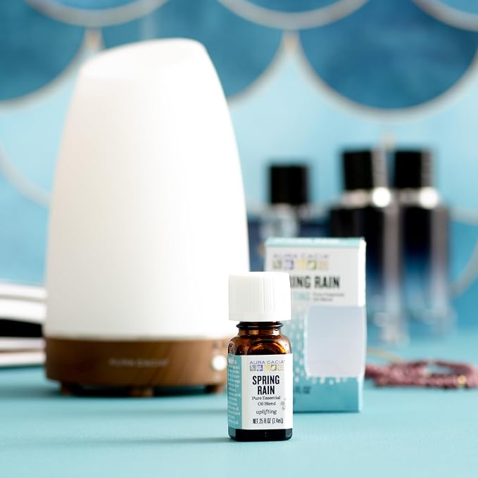 Aura Cacia Spring Rain Essential Oil Blend, Boxed 0.25 fl. oz. - Light Aroma, No Synthetic Fragrances