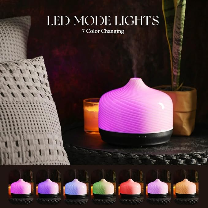 Porseme 500ml Glass Essential Oil Diffuser Aromatherapy Ultrasonic Cool Mist Humidifier 15-21 Running Hours Waterless Auto-Off Air Diffusers for Sleeping Yoga Working Spa(Pure Pink)