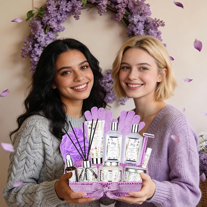 15Pcs Spa Bath Gifts Set Kit - Relaxing Lavender Spa Gift Baskets for Women