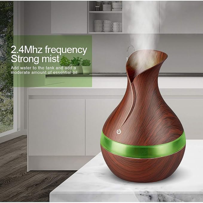 Essential Oil Diffuser 10 Hours One-Fill Diffuser Electronic Ultrasonic Humidifier Aromatherapy Home Essential Oil Cool Mist with 7 Color Lights Auto Shut-Off - 300ML