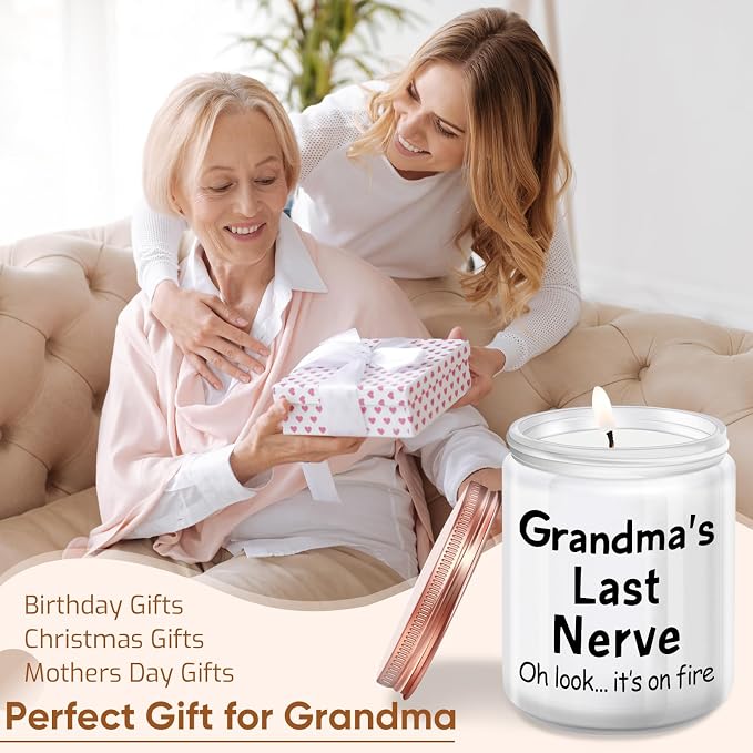 Kedofa Gifts for Grandma from Granddaughter Grandson - Funny Grandma Birthday Christmas Mothers Day Gifts - Grandma’s Last Nerve Scented Candle