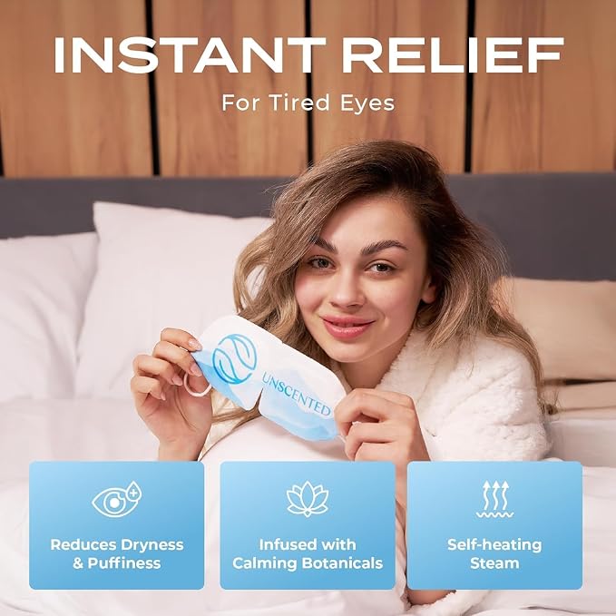 Body Restore Heated Eye Mask for Dry Eyes 5 Pack – Fathers Day Gift for Dad, Self Heating Warm Compress, Birthday Gifts for Women and Men, Relaxation – Unscented
