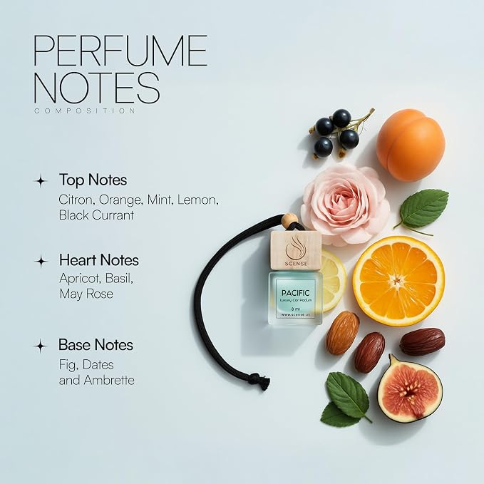 PACIFIC Luxury Car Air Freshener for Men & Women | Perfume Style Car Fragrance Diffuser & Vent Clip | Odor Eliminating New Car Smell Long Lasting Scent Refillable | Premium Car Scent by SCENSE