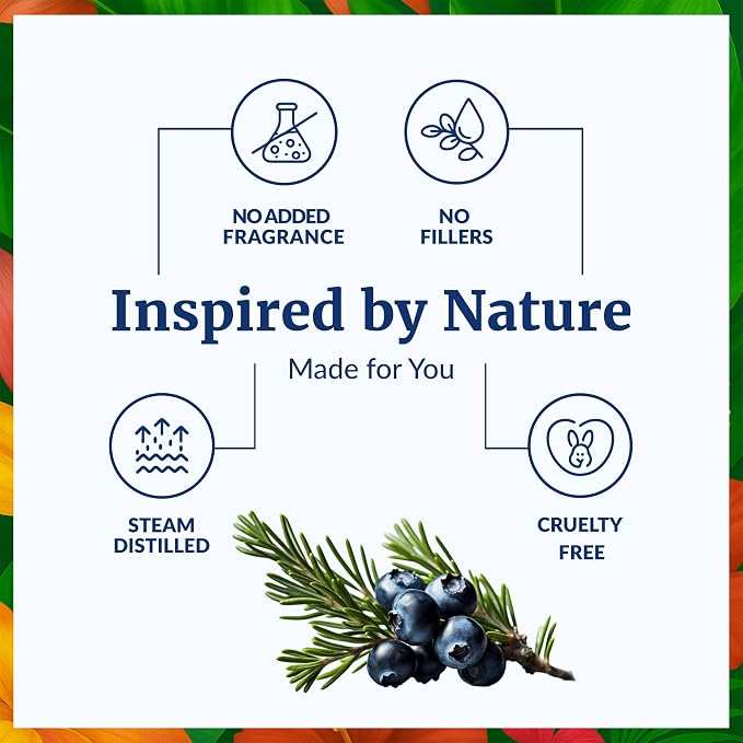 SVA Juniper Berry Essential Oil – 4 Fl Oz – 100% Natural Juniper Oil - for Diffuser, Hair Care, Face, Skin Care, Aromatherapy, Scalp and Body Massage, Soap and Candle Making – with Dropper