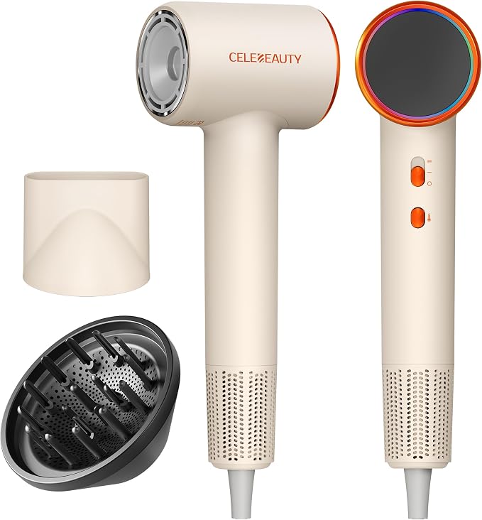 Hair Dryer Blow Dryer with Magnetic Diffuser & Nozzle, 110000 RPM Brushless Motor Ionic Hairdryer for Fast Drying & Frizz Control, Lightweight Low Noise Blowdryer for Home Travel Salon, All Hair Types