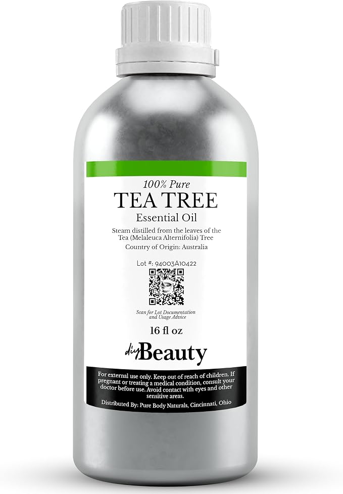 Bulk Tea Tree Oil - 16 Fl Oz Large Size Big Bottle - 100% Pure & Organic Tea Tree Oil for Skin, Hair, Face, and Scalp - Steam Distilled