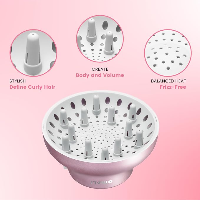 Universal Hair Diffuser “Super Sturdy” 1.7 Inch to 2.6 Inch for Natural Curly and Wavy Hair, Hair Dryer Attachment (Rose Gold)